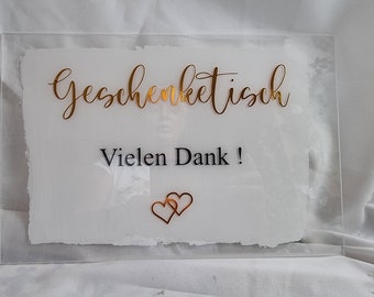 Acrylic sign for gift table