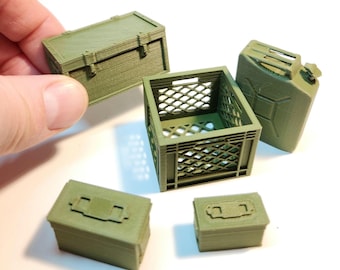 Miniatuurmunitiekisten en jerrycan, schaal 1/10 1/18 1/24 RC crawler-accessoireset