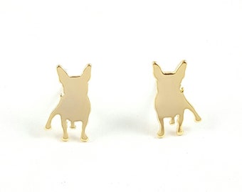 Boucles D'oreilles Puces Chien – Acier Inoxydable Plaqué Or – Bijou Femme