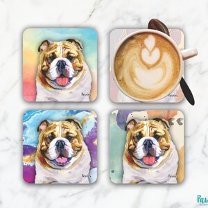 BULLDOG Coaster Lovers, Custom Coaster Made in the USA, Eco Ink, Dog Lovers Coaster, Coaster, BULLDOG Gift