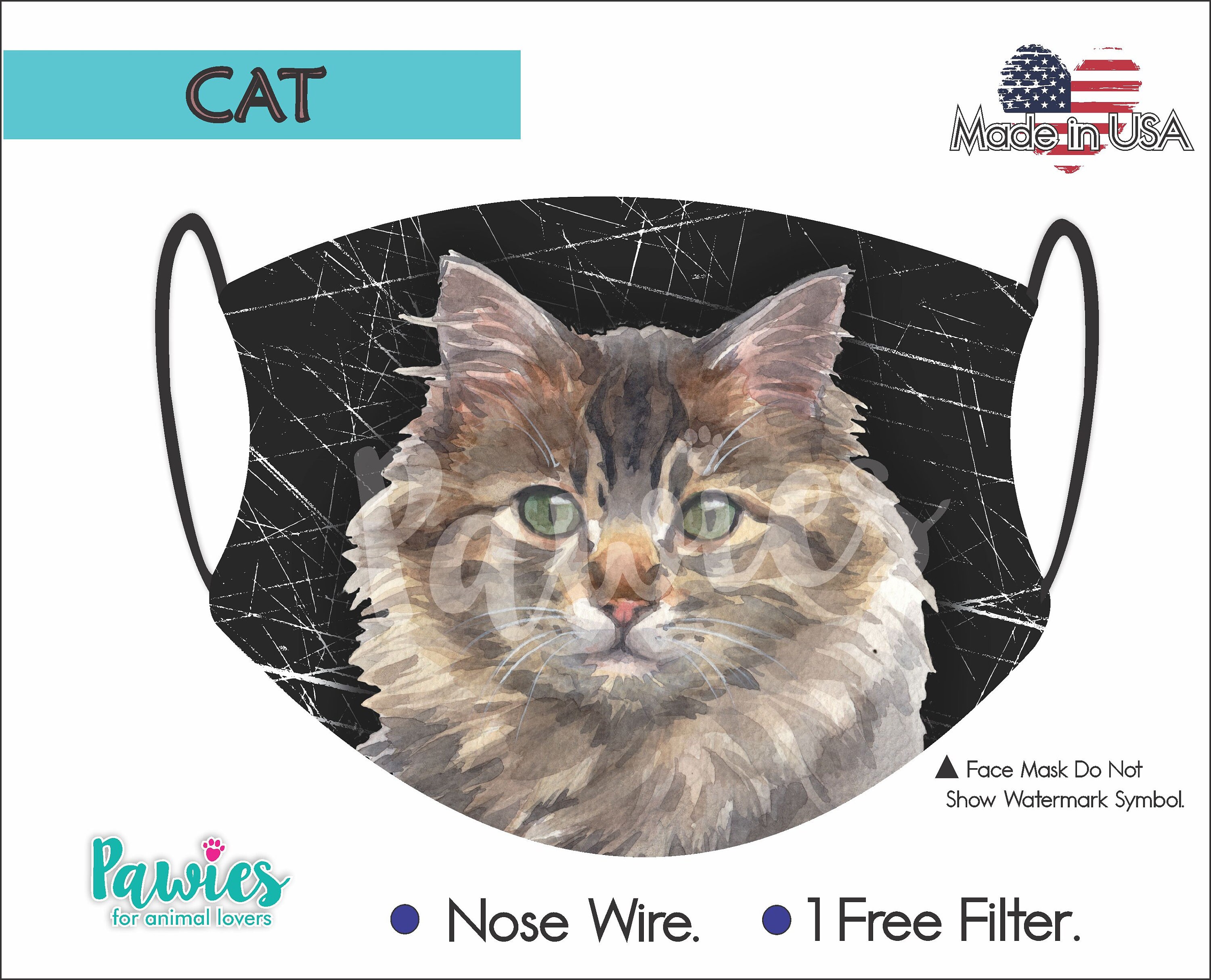 Cat Maine Coon Face Mask Made in USA Filter Pocket 1 Filter Etsy