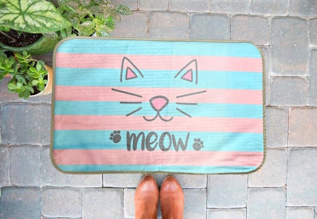 Cat Face Mat, Striped Design, Animal Lovers Home Decor - Etsy