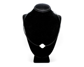 Sterling Silver Pearl Pendant on Black Multi Nylon Cord Adjustable Necklace