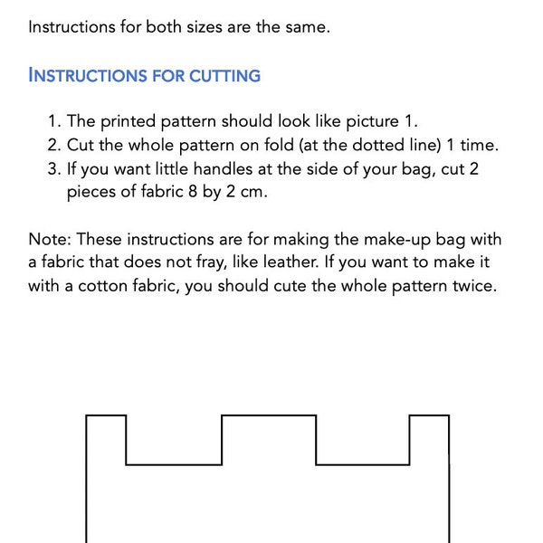 Make-up bag pattern - 2 sizes