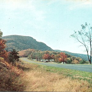 Cartão postal vintage não postado Folhagem de outono com vista para o horizonte Drive Stoneyman Mountain Virginia VA C.H. Ruth P14784 Plasticchrome A.J. Simonpietri