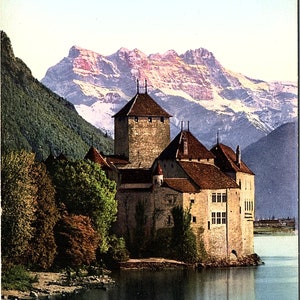 Vintage 1926 Posted Postcard Chillon Castle Lake Geneva Veytaux Switzerland Swiss Jullien Freres Geneve 7304