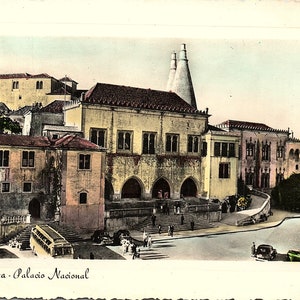 Vintage 1973 Posted Postcard Sintra National Palace Sintra Portugalia PT #50 Tower Edition Lizbona Portugalia Stempel pocztowy Faliste krawędzie