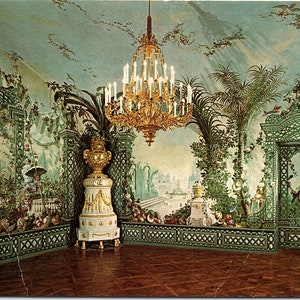 Cartão postal vintage não publicado Palácio de Schönbrunn Vista interior Bergl Room Viena Áustria AT arquitetura barroca 5147