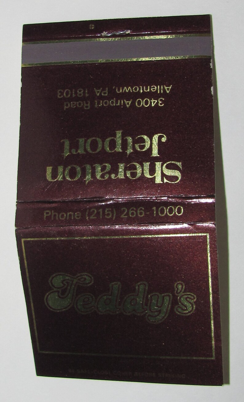 Vintage Unstruck Matchbook Teddy's Sheraton Jetport Allentown