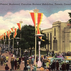 Stara pocztówka z 1951 r., wystawa samochodowa i wystawa narodowa na Princes' Boulevard w Kanadzie, Toronto, Ontario, Kanada, CA K3565, zdjęcie kolorowe