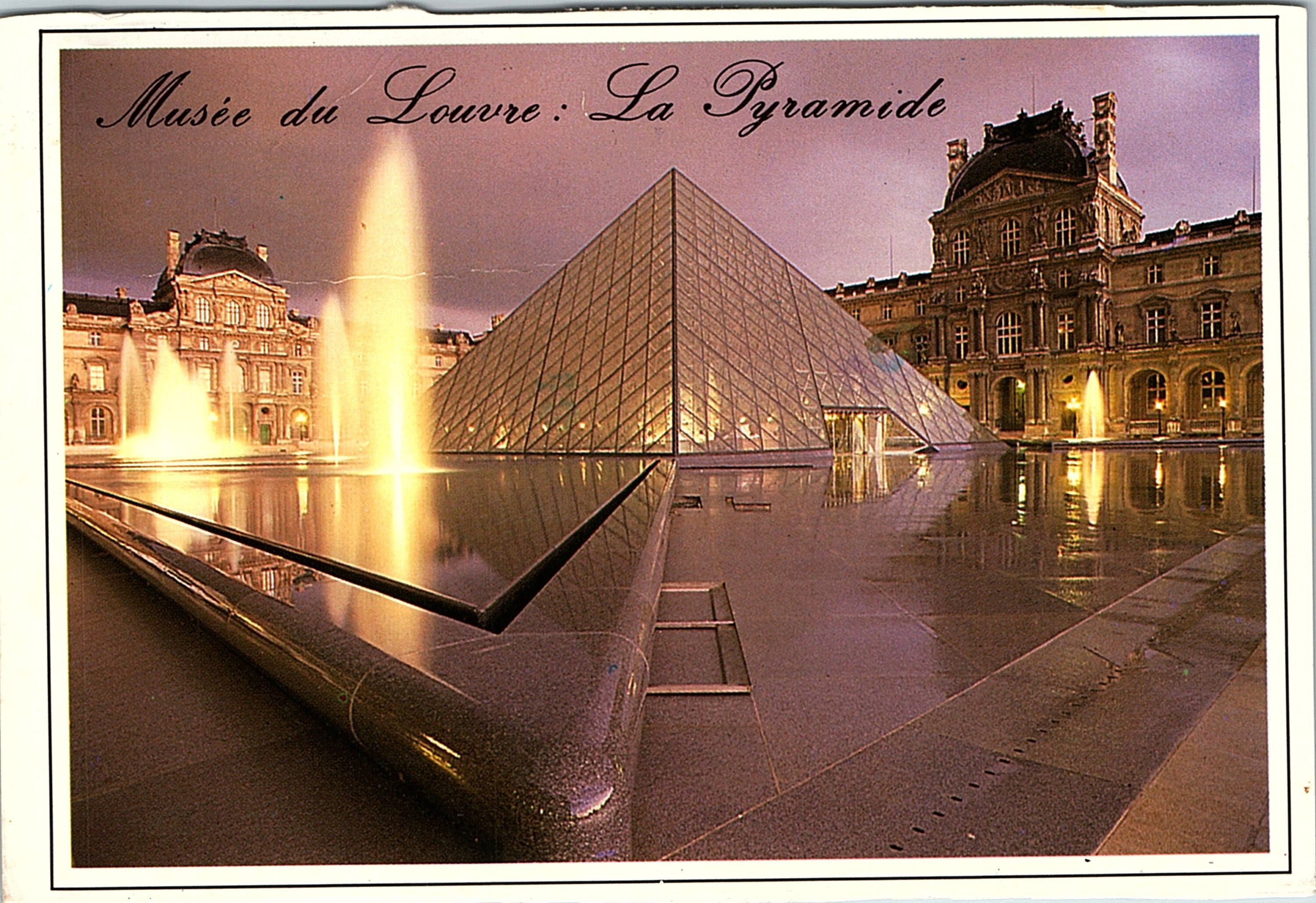 Vintage Posted Postcard Louvre Museum the Pyramid at Dusk Etsy UK