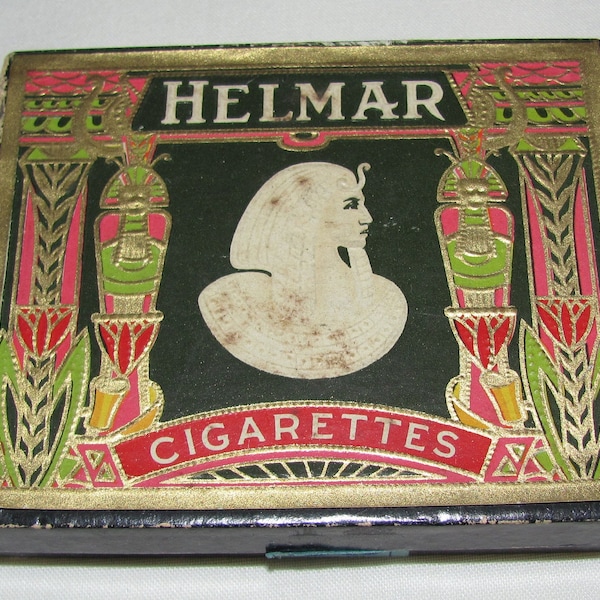 Vintage Helmar Turkish Cigarettes Box With Tax Stamp Egyptian Revival Art Cigarette Tobacciana Collectible