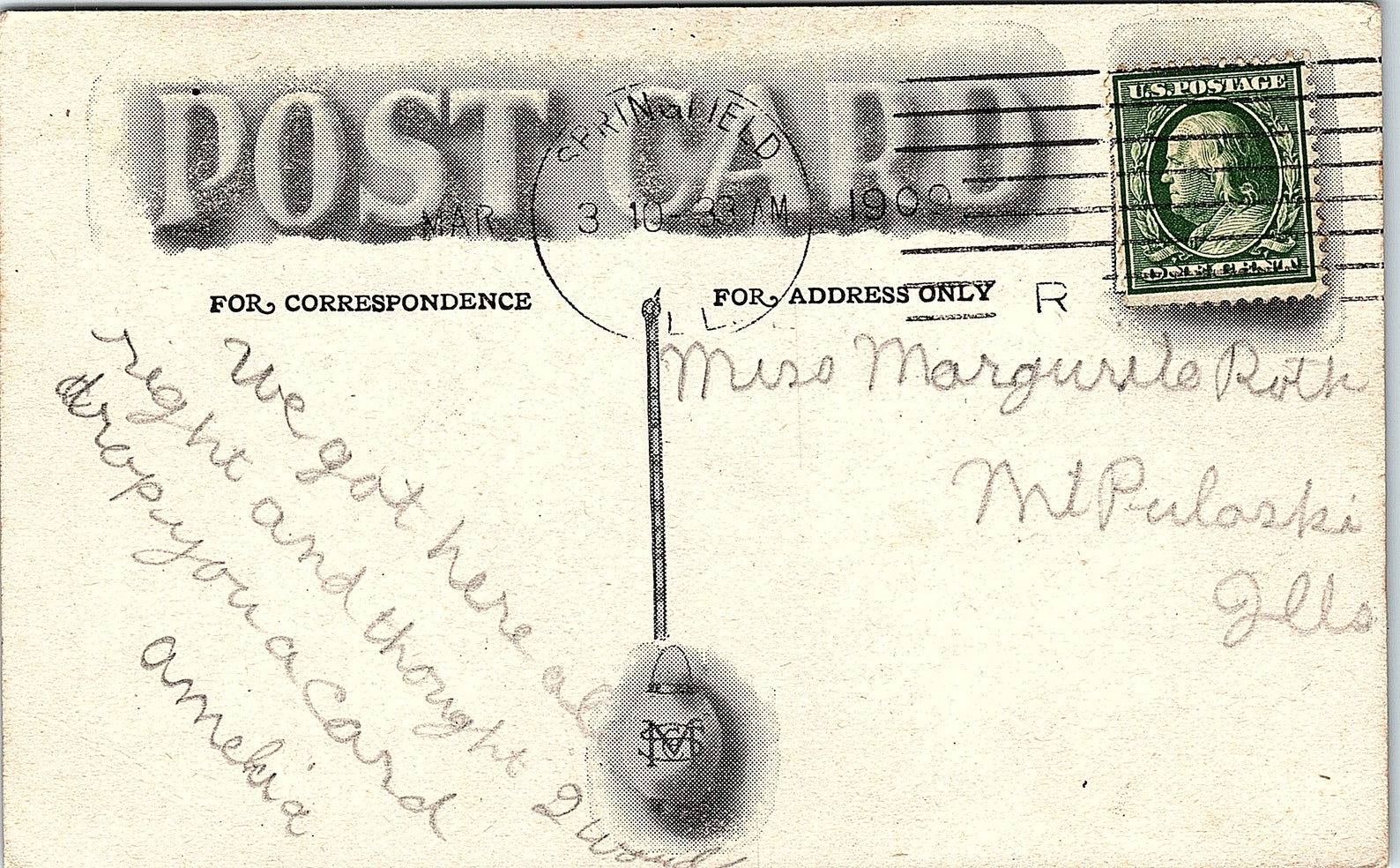 Vintage Circa 1909 Posted Divided Back Black & White Postcard Etsy