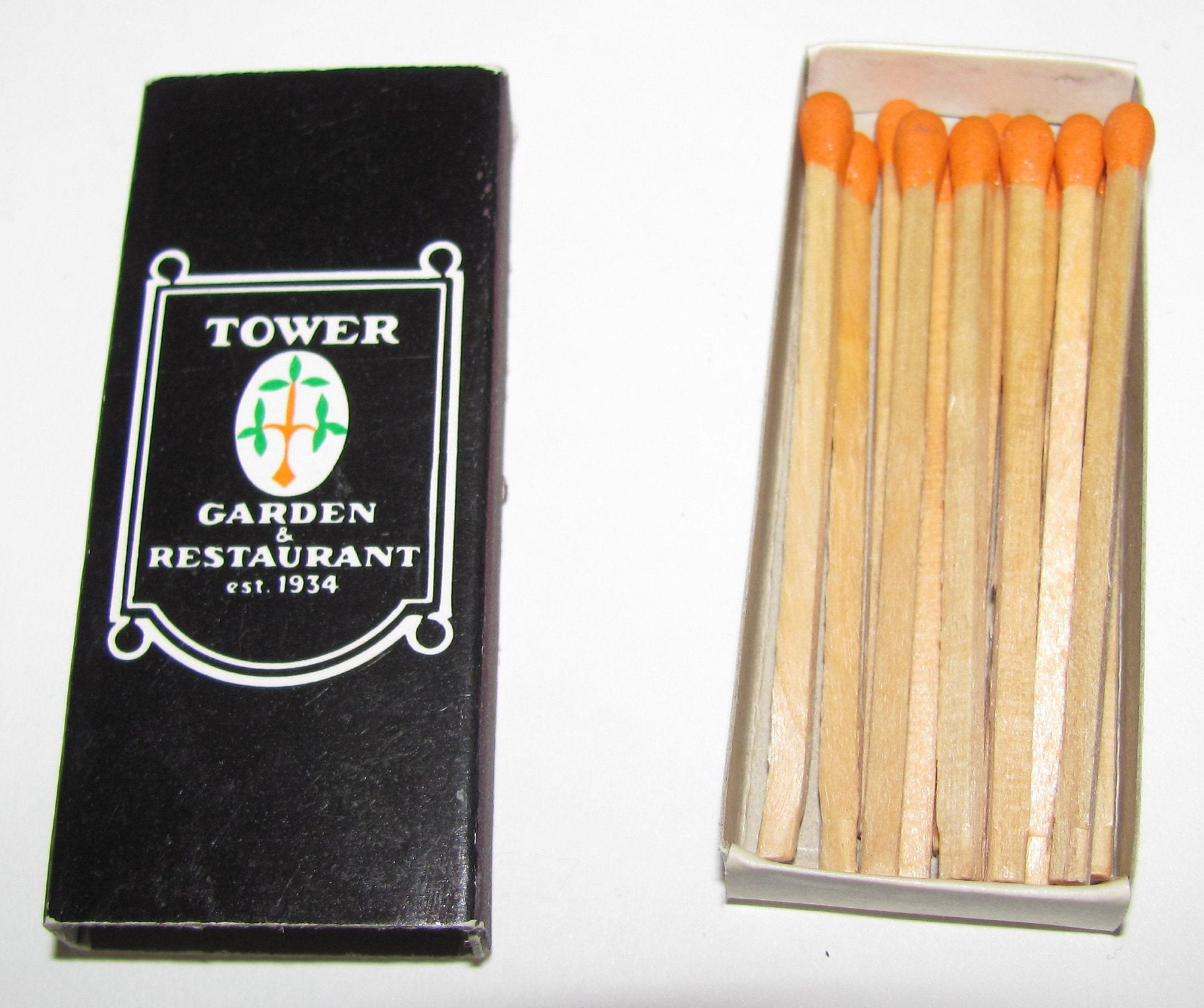 Vintage Full Matchbox Tower Garden & Restaurant Skokie Illinois IL Made
