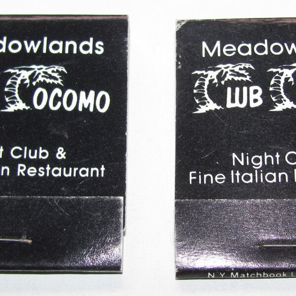 Vintage Lot of 2 Unstruck Matchbooks Club Cocomo Meadowlands Lyndhurst NJ New Jersey Back Strike Matches Match Books Tobacciana Made in USA