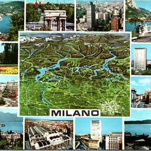 vintage 1967 Posted Postcard Landmarks Architecture Map Milano Milan Italie IT MI 250 GM Milano Dep Natural Colours