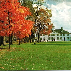 vintage Unposted Postcard Foliage George Washington Mansion West Front Bowling Green Mount Vernon Virginia VA PE-103 Kodachrome L.B. Prince