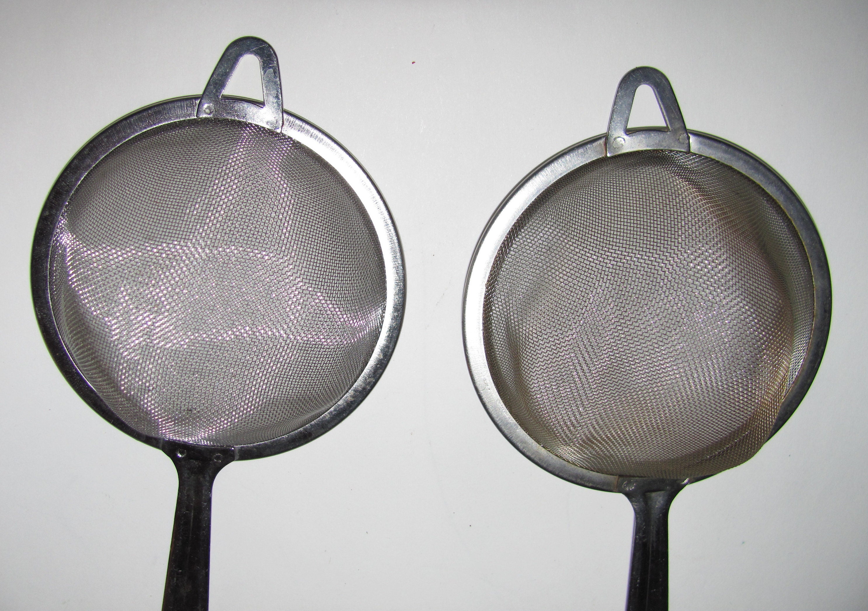 Vintage Lot of 2 7 1/4 Metal Handheld Sifters Strainers Etsy