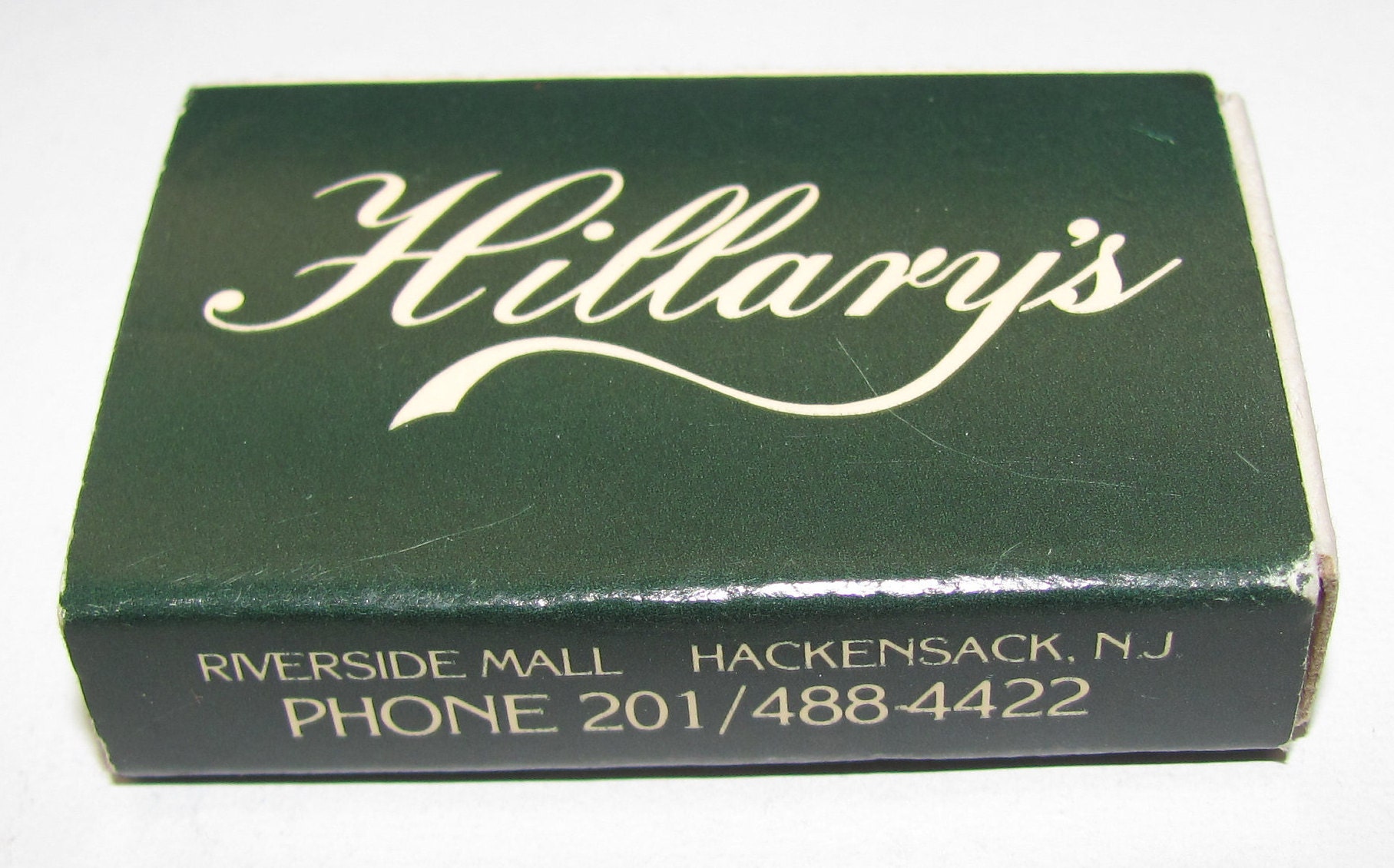 Vintage Matchbox Hillary's Bar Riverside Mall Hackensack 