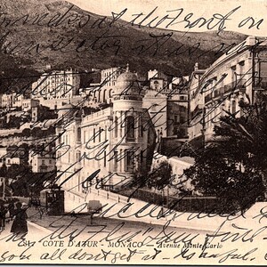 Vintage Posted Postcard Avenue Cote D'Azur Avenue Monte Carlo Montecarlo Monaco 81 E. Le Deley Carte Postale