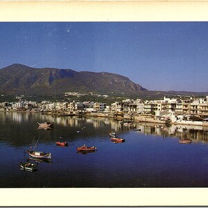 Vintage Unposted Postal Hersonissos Creta Isla Grecia GR Barcos Nikos Desyllas K11 Indivised Back