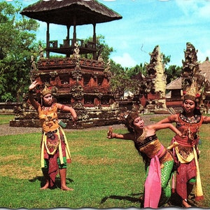 VTG Postkarte Balinesische Ramayana Tanz Rama & Shinta Begleitet von Ramas Bruder Laksamana Bali Indonesien ID PS-A14 Jakobskanten