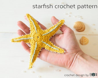 crochet starfish pattern, sea star, pdf, download, easy, diy, colorful, cotton, yarn, handmade, gift