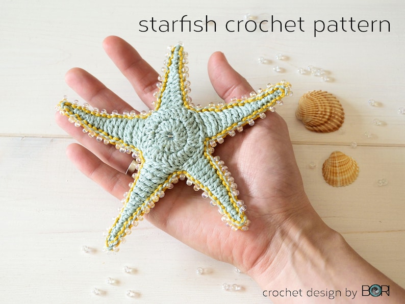 crochet starfish pattern, sea star, pdf, download, easy, diy, colorful, cotton, yarn, handmade, gift image 2