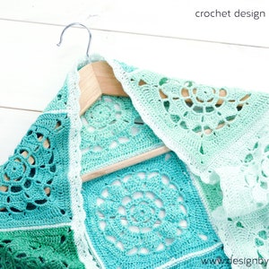 peppermint shawl crochet pattern, bolero, stole, shrug, granny square, mint, lace, instant download pdf, s, m, l, size, easy, light yarn image 5