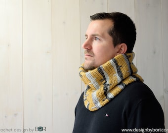 winter cowl scarf crochet pattern, deep forest design, unisex, instant download pdf, easy pattern