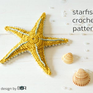 crochet starfish pattern, sea star, pdf, download, easy, diy, colorful, cotton, yarn, handmade, gift image 3