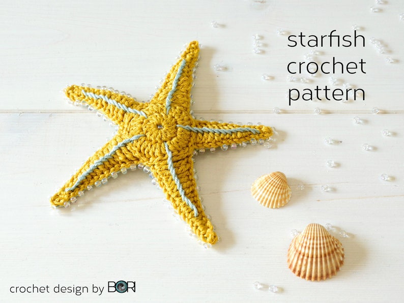 crochet starfish pattern, sea star, pdf, download, easy, diy, colorful, cotton, yarn, handmade, gift image 3