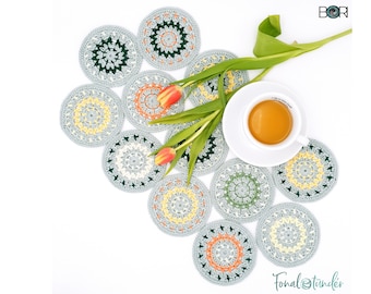 modello di tovaglietta primaverile all'uncinetto, stoviglie, decorazioni da tavola, orientale, facile, fai da te, cotone, filato, fatto a mano, colorato
