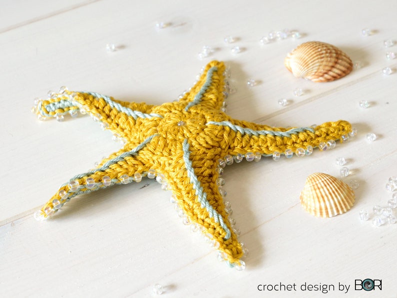 crochet starfish pattern, sea star, pdf, download, easy, diy, colorful, cotton, yarn, handmade, gift image 5