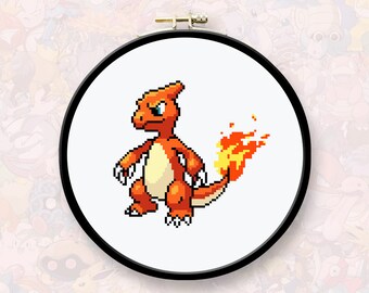 005 Charmeleon Pokemon Cross Stitch Pattern