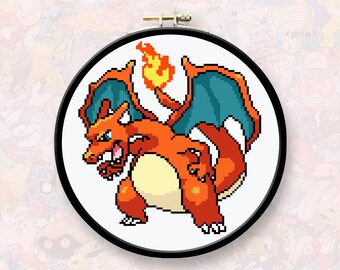 006 Charizard Pokemon Cross Stitch Pattern