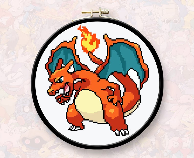 006 Charizard Pokemon Cross Stitch Pattern Etsy