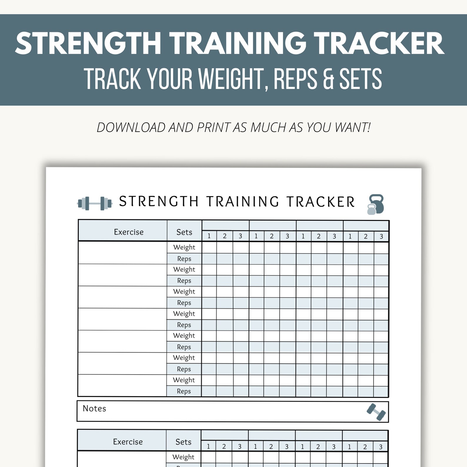 Strength Training Tracker Planner Weight Lifting Log Workout Tracker 