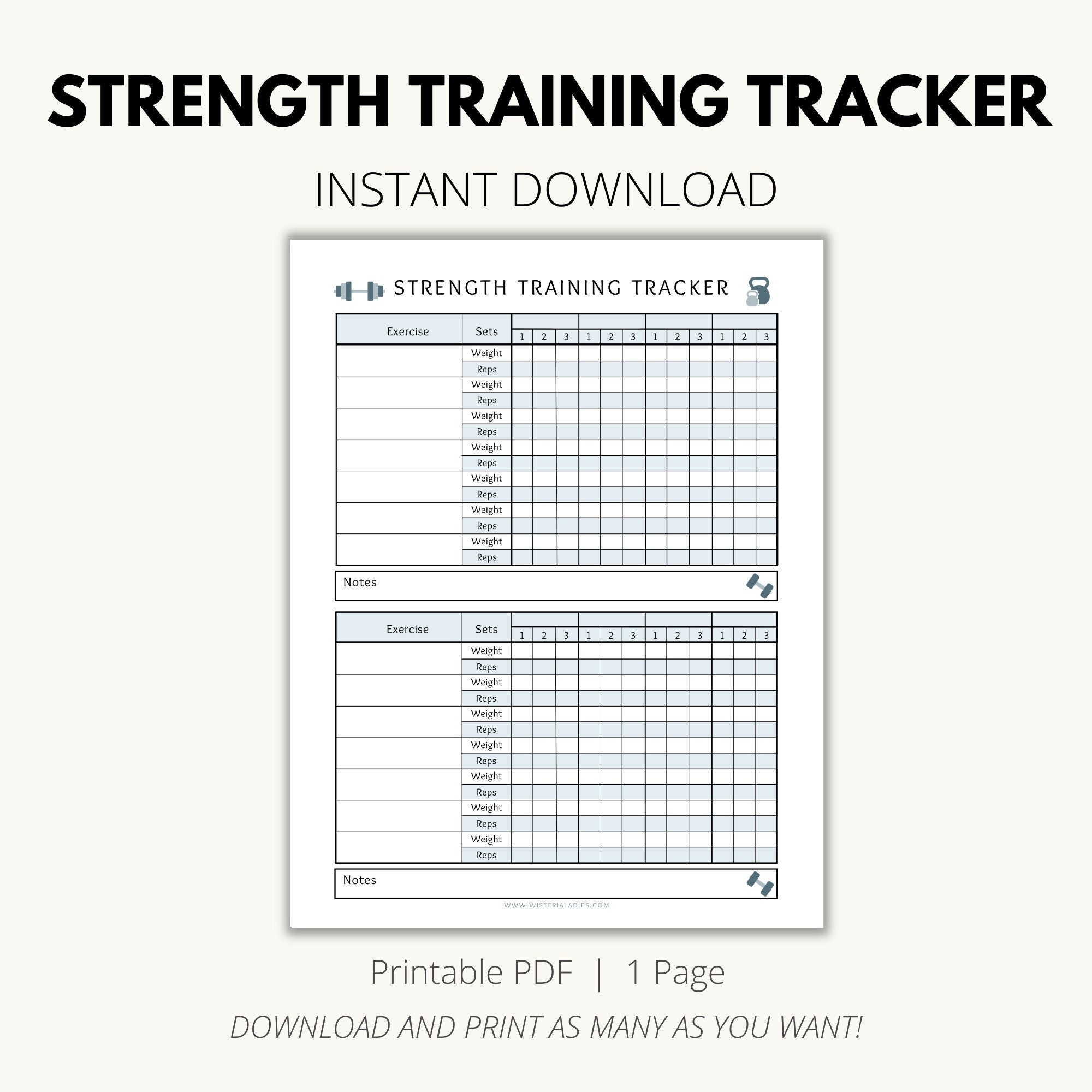 Strength Training Tracker Planner Weight Lifting Log Workout Tracker 