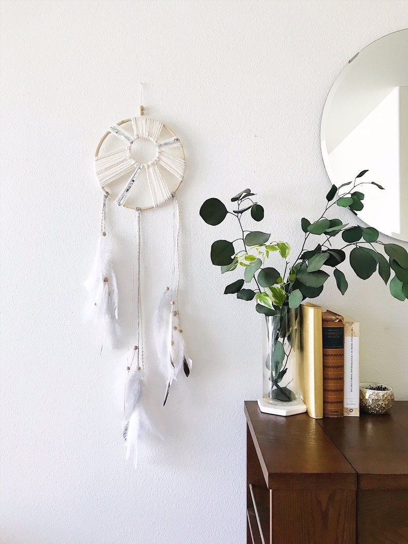 Moroccan Wedding Dream Catcher Boho Wedding Gift Neutral Dream Catcher Wall Hanging White Dreamcatcher Bedroom Decor Bohemian Decor