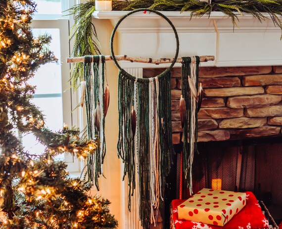 Evergreen Dream Catcher Wall Hanging Nordic Christmas Decor Etsy