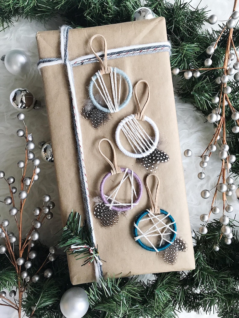 Boho Christmas Gift Ideas for Teens Coastal Christmas Ornaments Blue Christmas Christmas Gifts for Her Small Dreamcatcher Ornaments