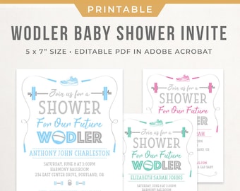 CrossFit Baby Shower Invitation: Gym Fitness Theme (Printable Editable PDF)