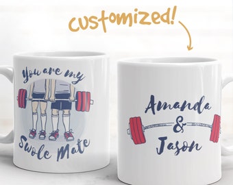 CUSTOM Swole Mate Coffee Mug - Weightlifting Gift for Him or for Her, CrossFit, Powerlifting, Anniversary, Valentines