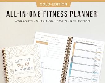 Food Journal & Fitness Tracker, Weight Loss Diary, Nutrition Tracker, Paleo, IIFYM, Motivation Gold, Teal Beach Color Scheme
