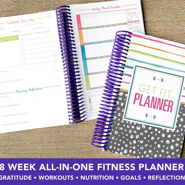 8 Week Diet Fitness Planner, Nutrition Weight Loss Notebook - Diet Diary, Weight Loss Tracker, COLORFUL IIFYM, Fitness Motivation Journal