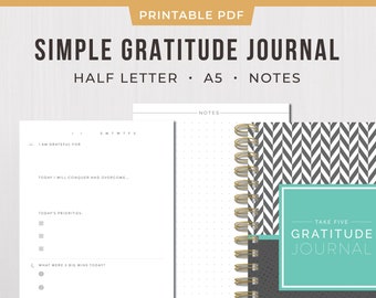 Printable Gratitude Journal: Daily Reflection, A5 Letter (PDF)