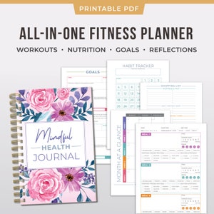Printable Nutrition Planner - Weight Loss, Macro Tracking & Workout Planner - A5 + Letter Size PDF - Flexible Dieting