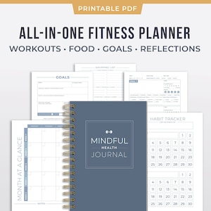 Printable Nutrition Planner - Weight Loss, Macro Tracking & Workout Planner - A5 + Letter Size PDF - Flexible Dieting
