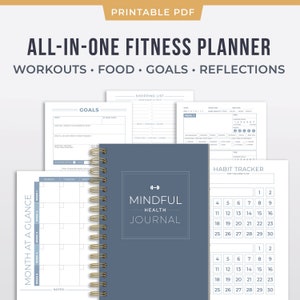 Printable Nutrition Planner - Weight Loss, Macro Tracking & Workout Planner - A5 + Letter Size PDF - Flexible Dieting